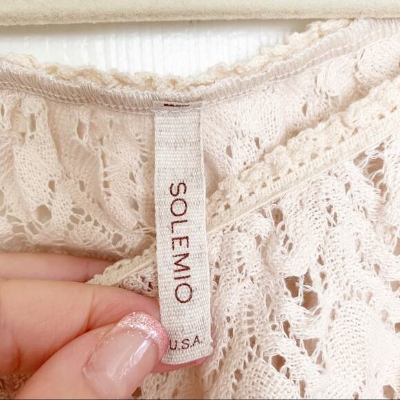 Solemio Cream Lace Off The Shoulder Crop Top Large - Picture 4 of 5